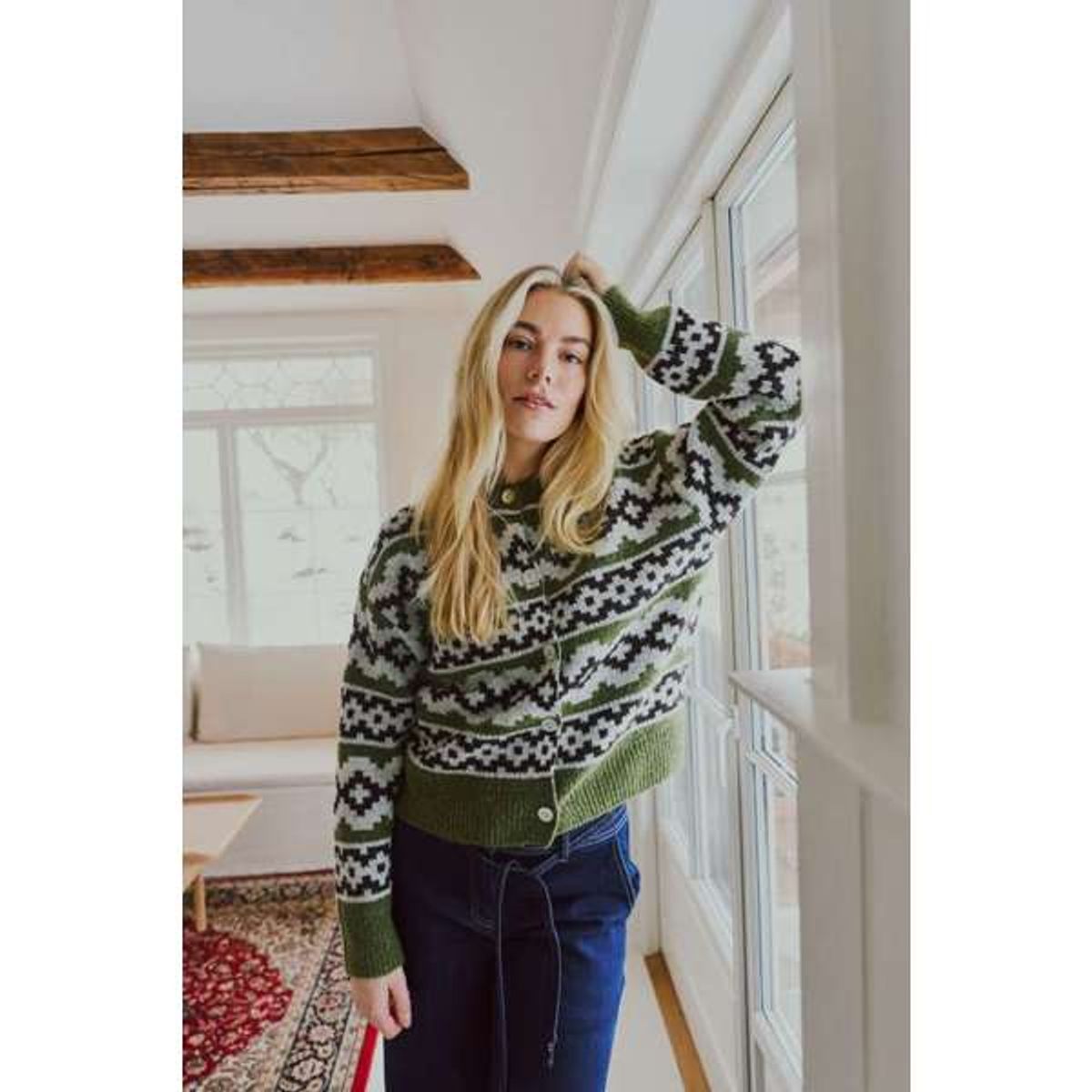 FQALPA-Cardigan Cal. Green Mel w. S. Off-white